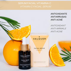 Valquer Laboratorios Serum Facial Vitamina C. Antiarrugas, Anti Acné Y Antioxidante. Con Ácido Hialurónico. Todo Tipo De Pieles Vegano.