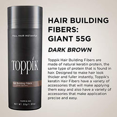 Toppik Fibras Capilares Castaño Oscuro, Fibras de Queratina para Crear más Densidad en el Cabello de Forma Inmediata, 55 g