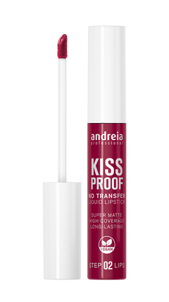 Andreia maquillaje, barra de labios líquida no transfer, Kiss Proof Deep Magenta 03